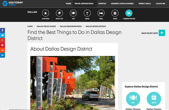 USA Today 10 Best Feature: Find the Best Things to Do in Dallas Design District